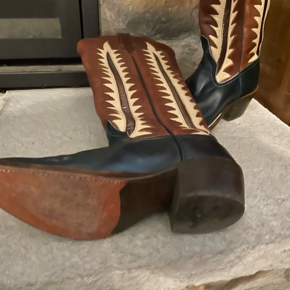 Brown and Navy Custom Rios of Mercedes Cowboy Boots - Picture 3 of 6